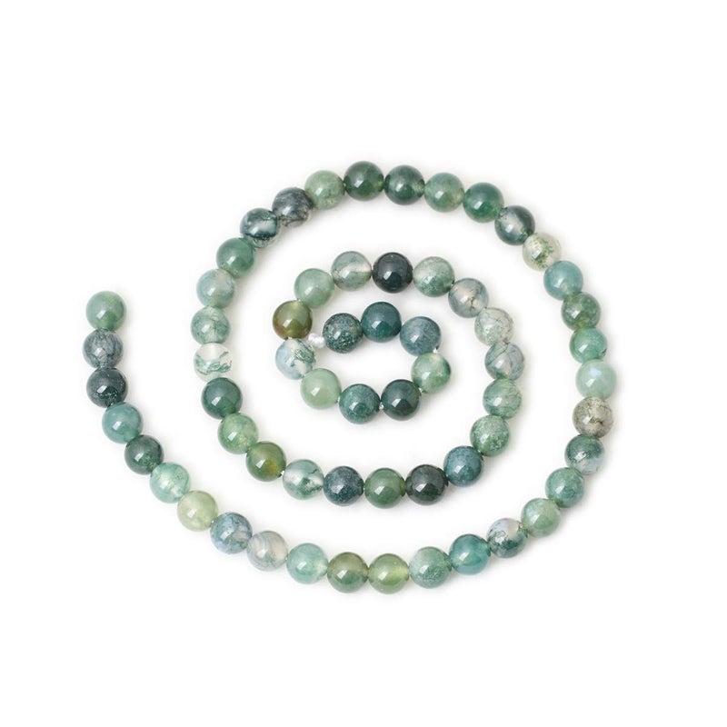 CHEAVIAN 60PCS 6mm Natural Moss Agate Gemstone Round Loose Beads for Jewelry Making DIY 1 Strand 15" - Image 2